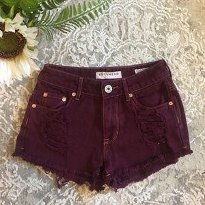 PacSun Burgundy High Rise Festival Shorts